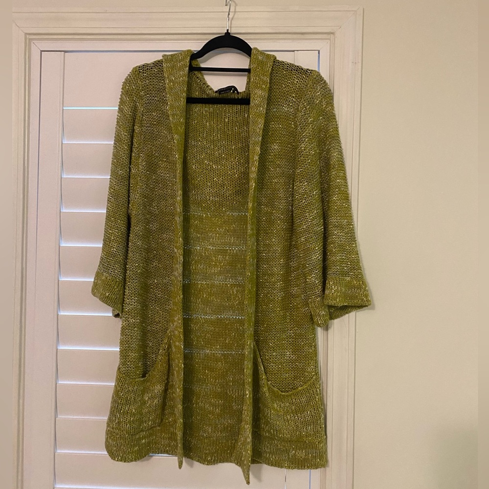 Knit hooded duster sweater